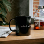 I Wonder What Will Happen Today? Black Ceramic Mug